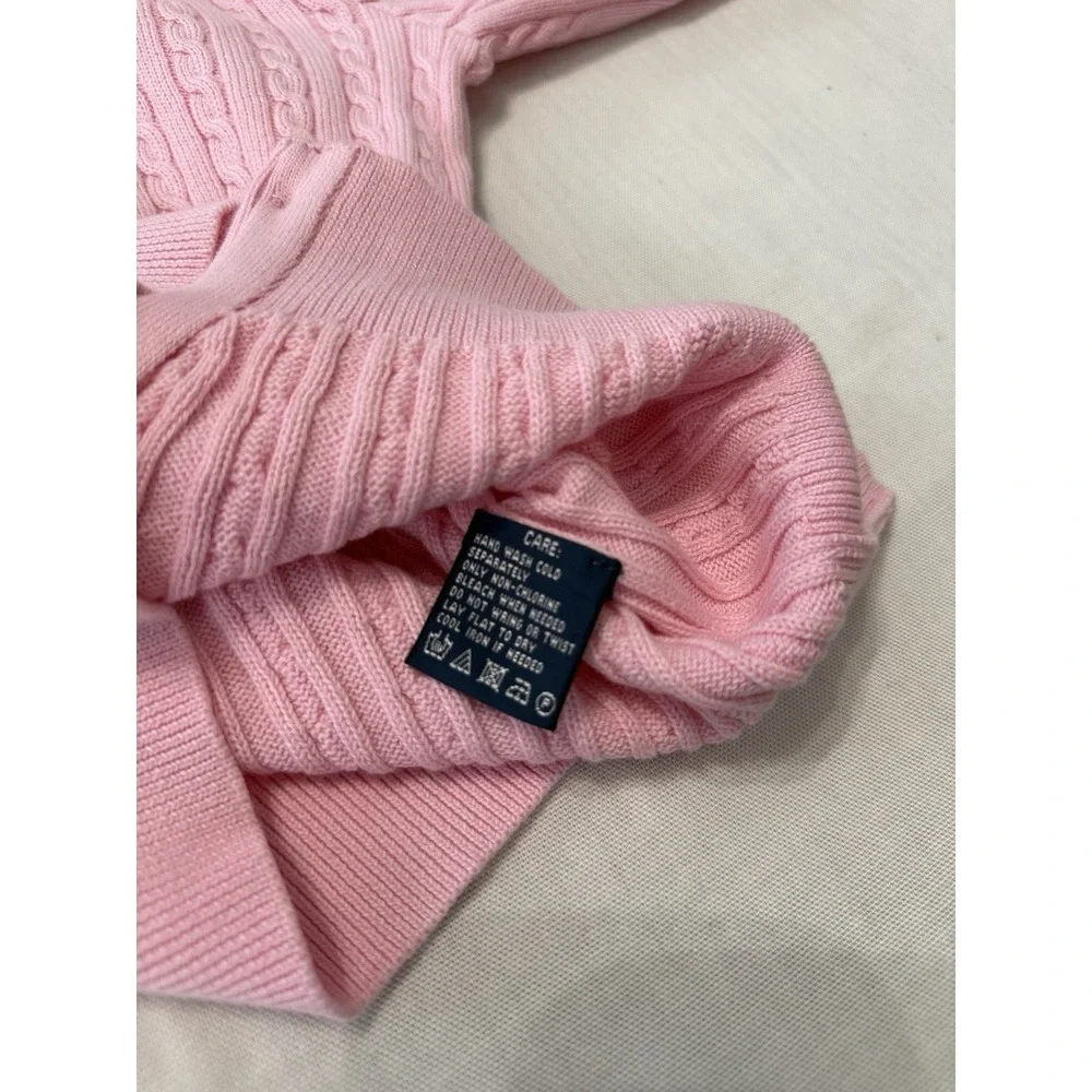 Ralph Lauren Sport Pink Cable Knit Cardigan Button Front Sweater Medium Classic - Picture 5 of 5
